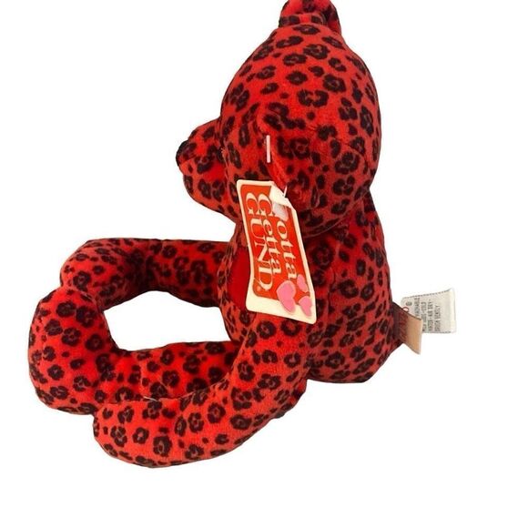 GUND Bear Red Black Wild Thing Animal Print Plush Stuffed Animal Heart and Bow - Picture 3 of 8